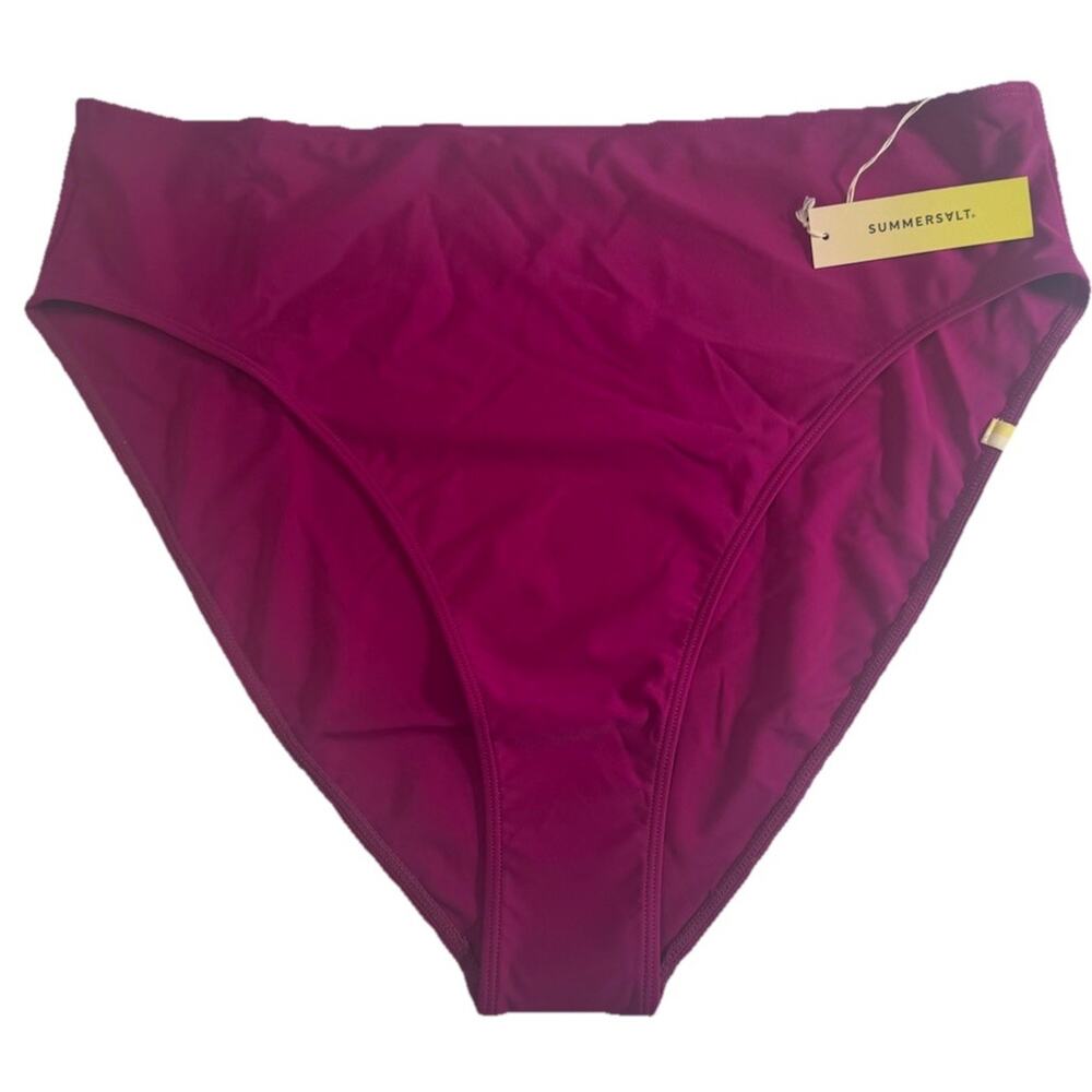 Summersalt High Leg Mid Rise Bikini Bottom Womens Size 18 Pink Magenta NWT